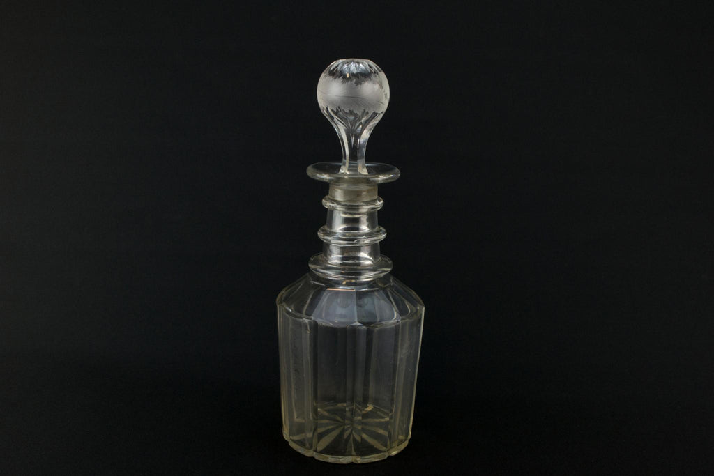 Cut glass barrel decanter, English mid 19th century