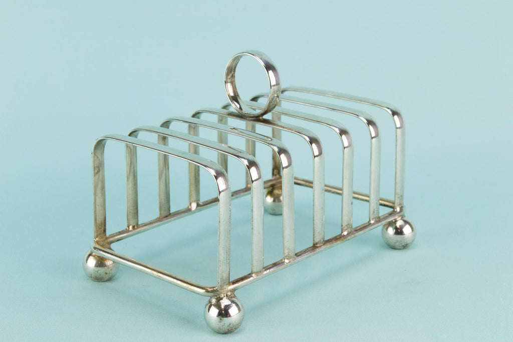 Silver plated Art Deco toast rack, English 1930s