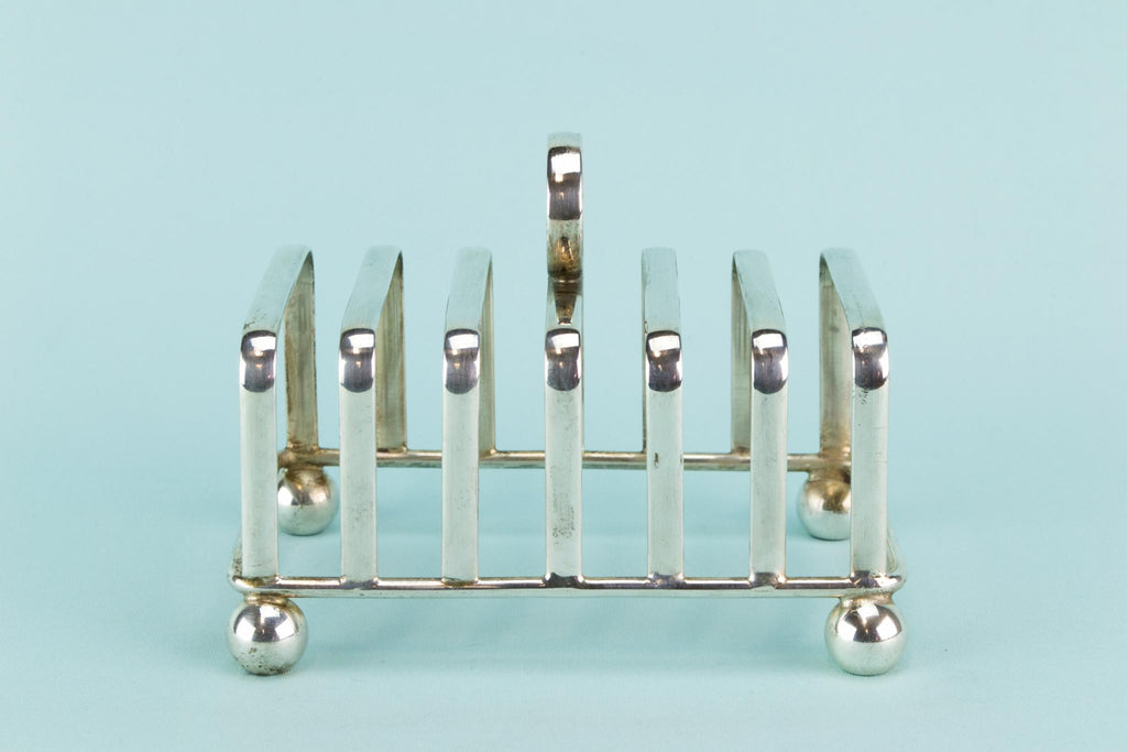 Silver plated Art Deco toast rack, English 1930s