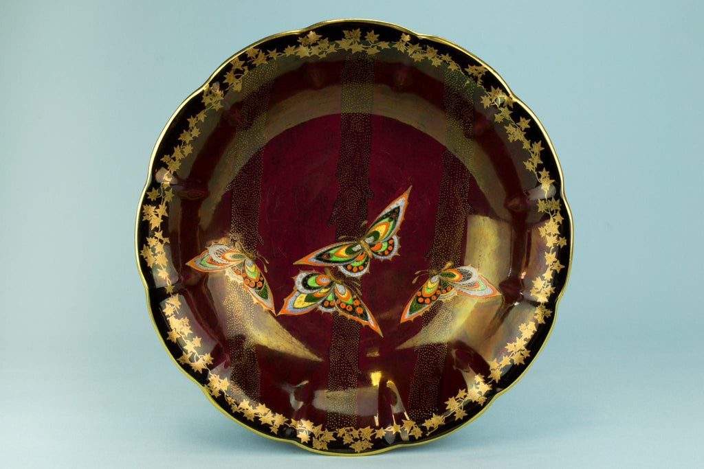 Red and gold Art Deco serving bowl, English 1930s