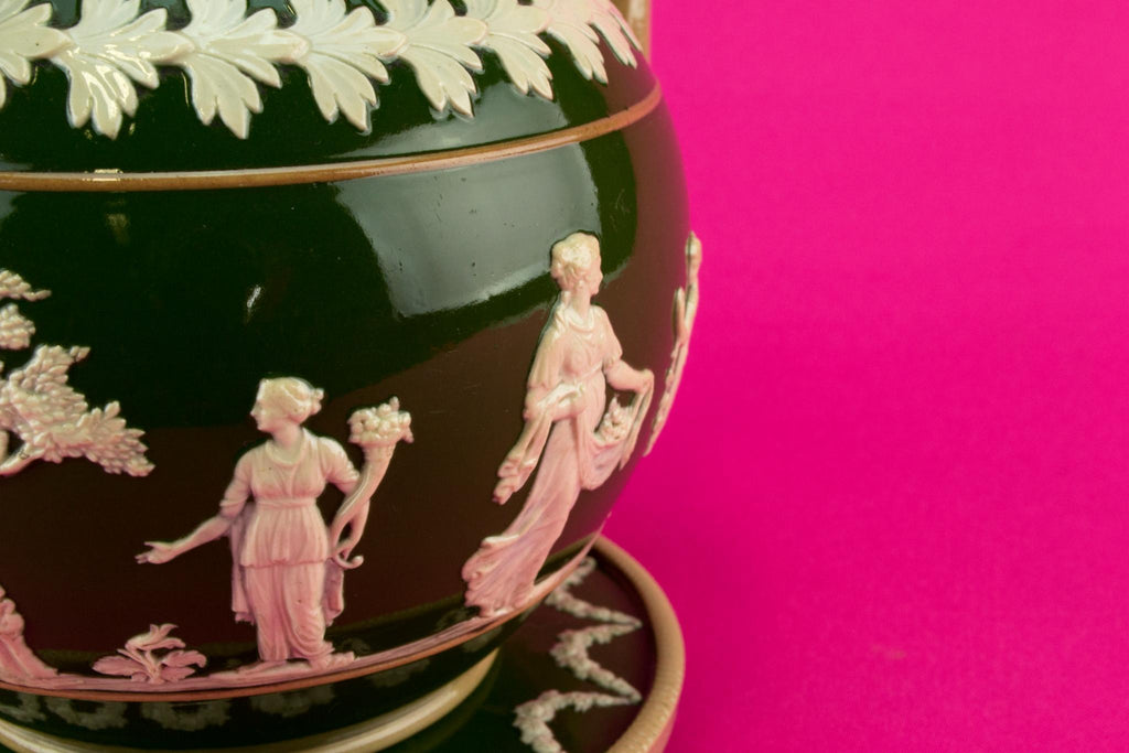 Green Copeland teapot on stand, English 1890s