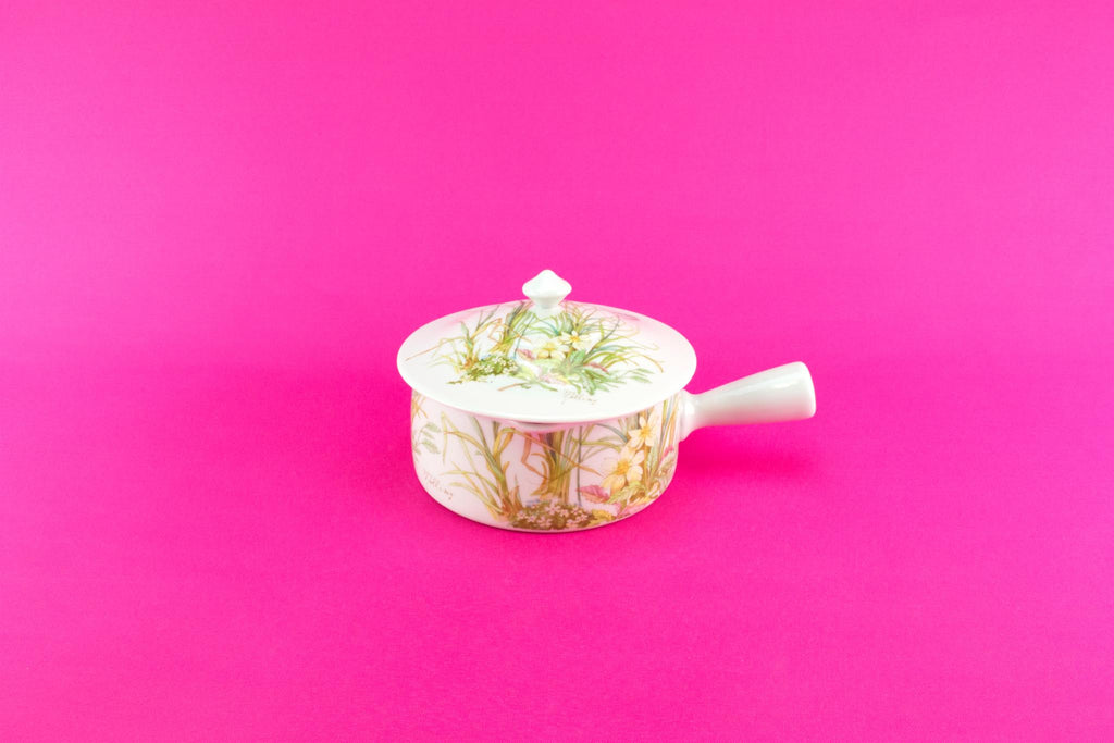Small porcelain casserole with handle, French Pillivuyt