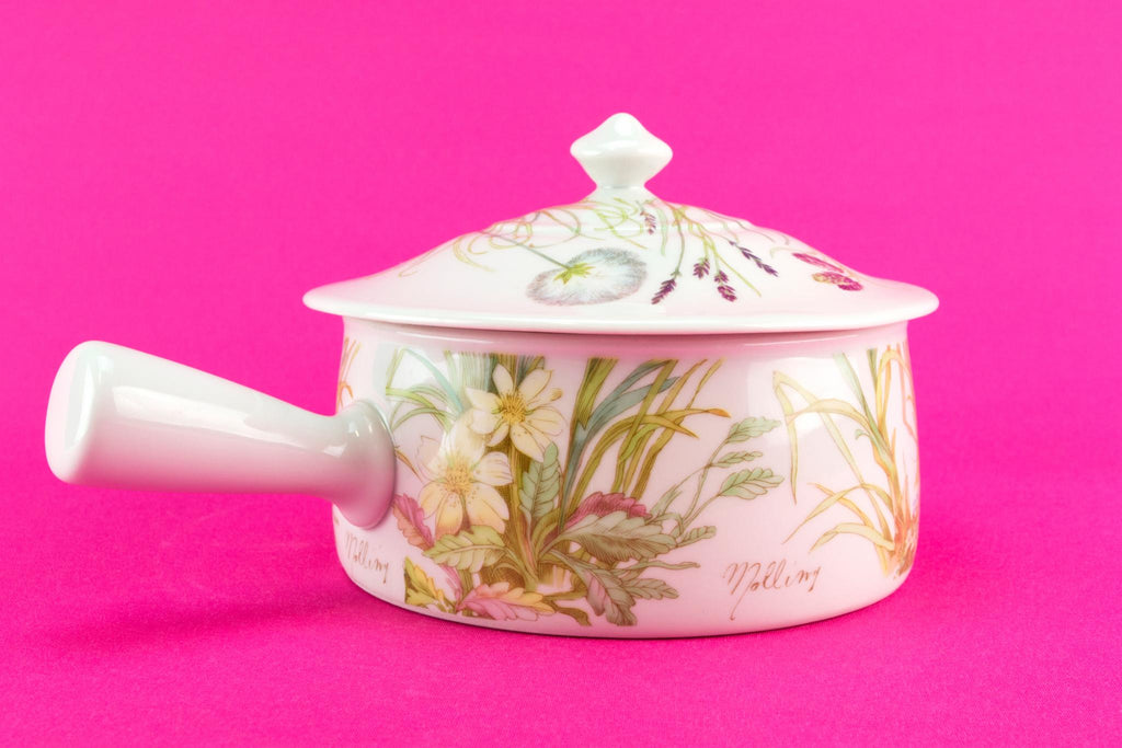 Small porcelain casserole with handle, French Pillivuyt