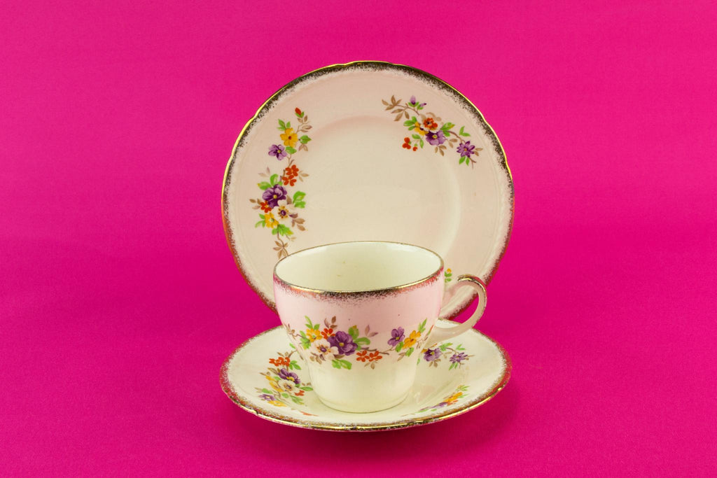 Floral tea set for two, English 1940s