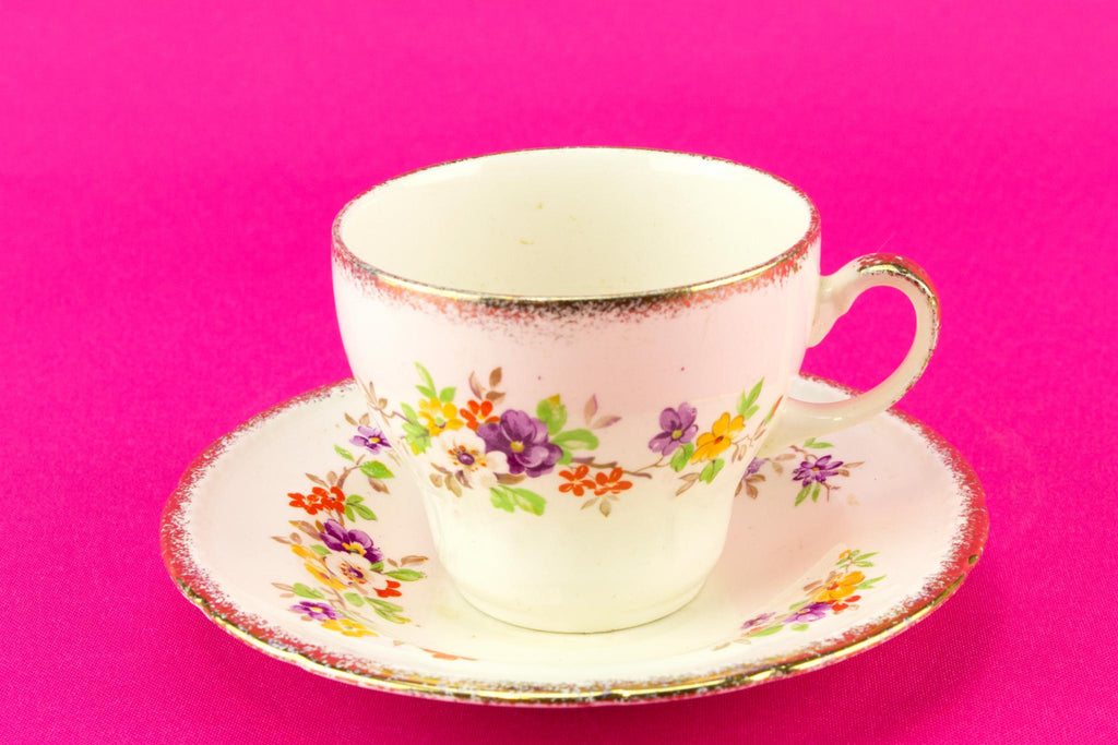 Floral tea set for two, English 1940s