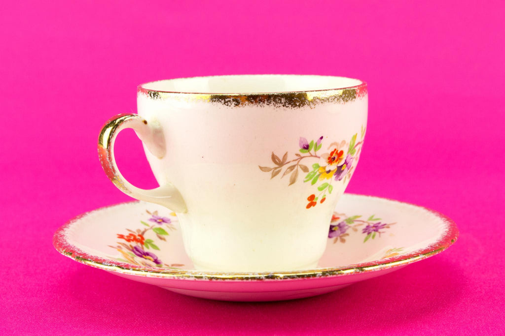 Floral tea set for two, English 1940s