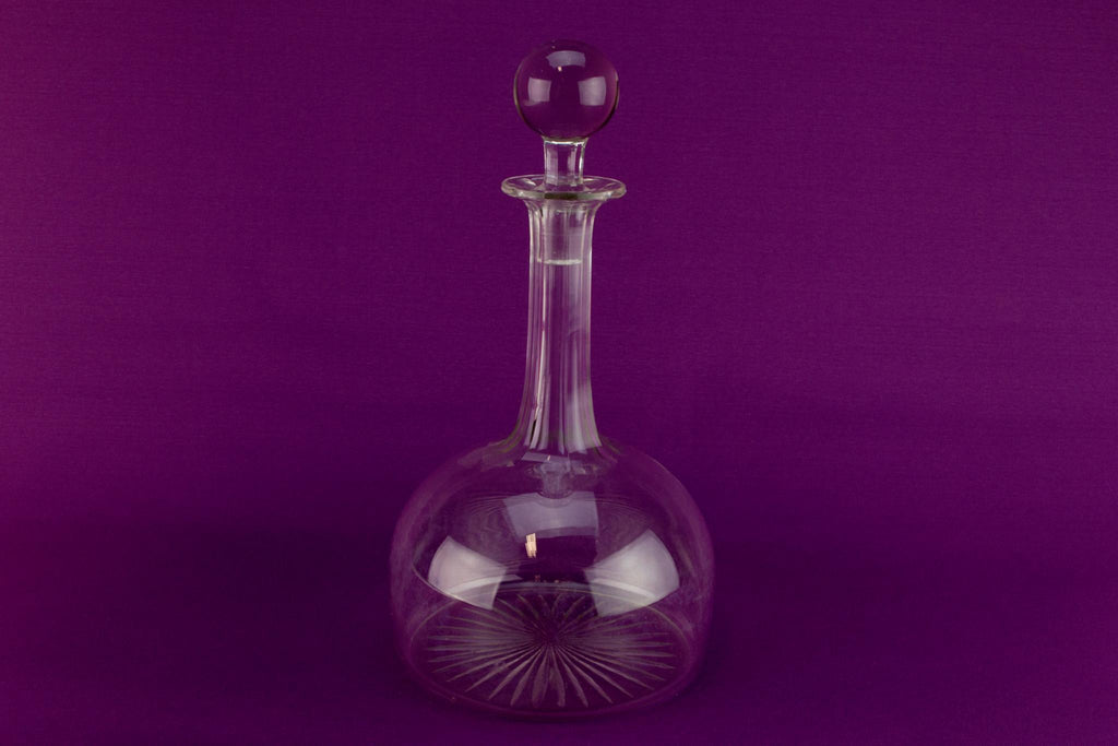 Cut glass wine decanter, English 1930s