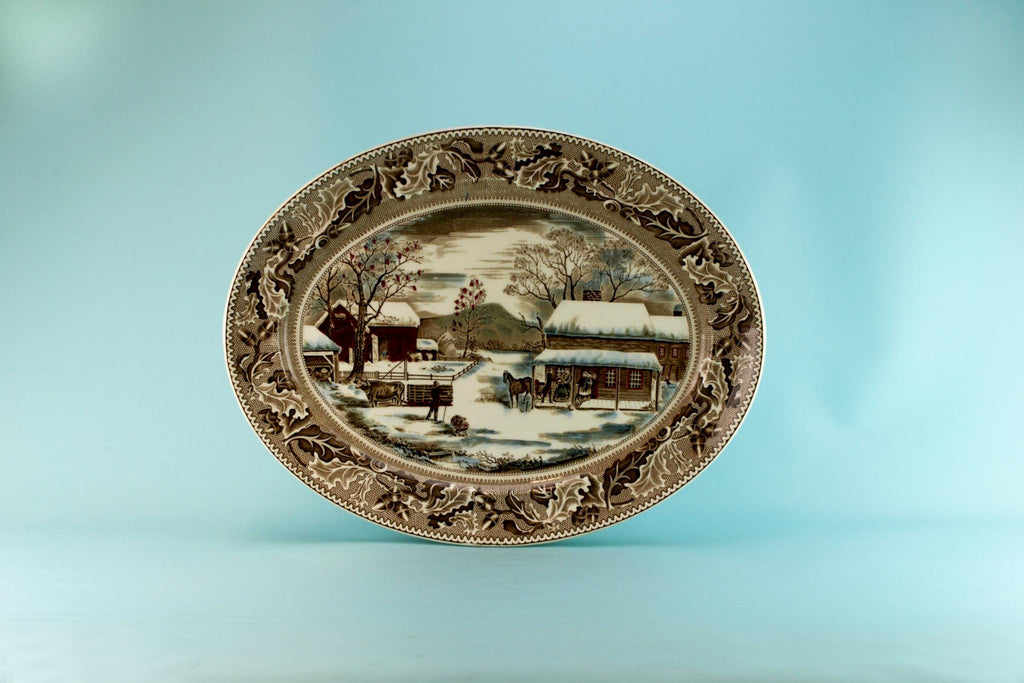 Large Thanksgiving turkey platter, English 1950s