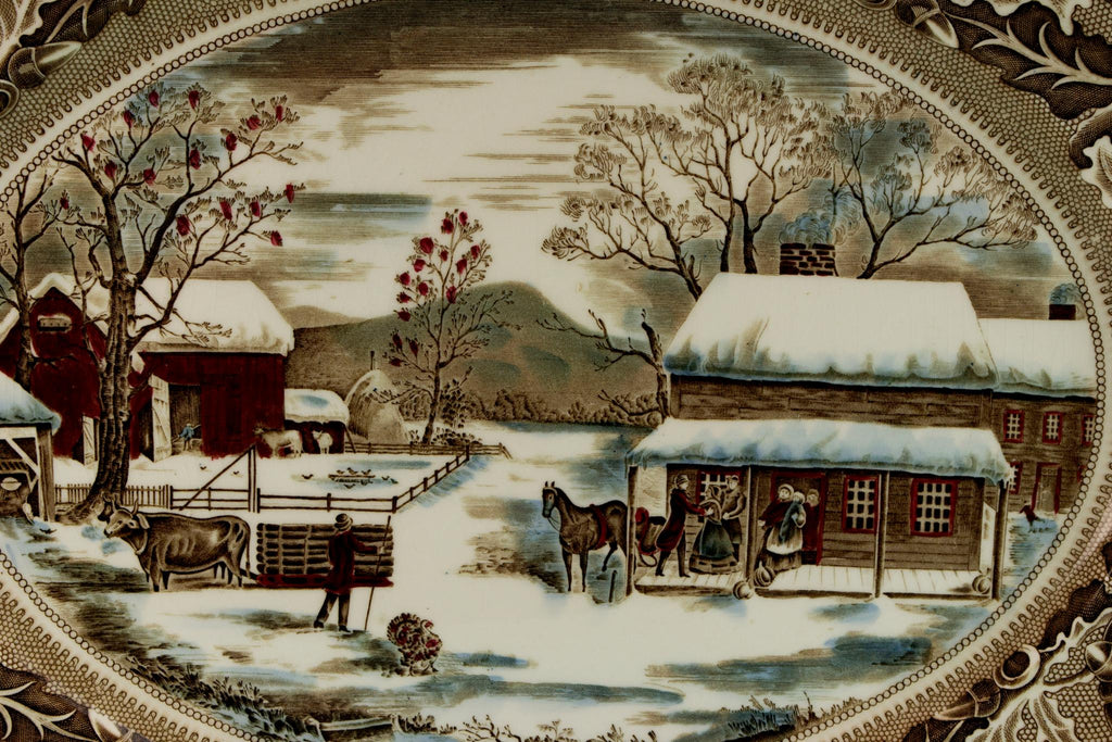 Large Thanksgiving turkey platter, English 1950s