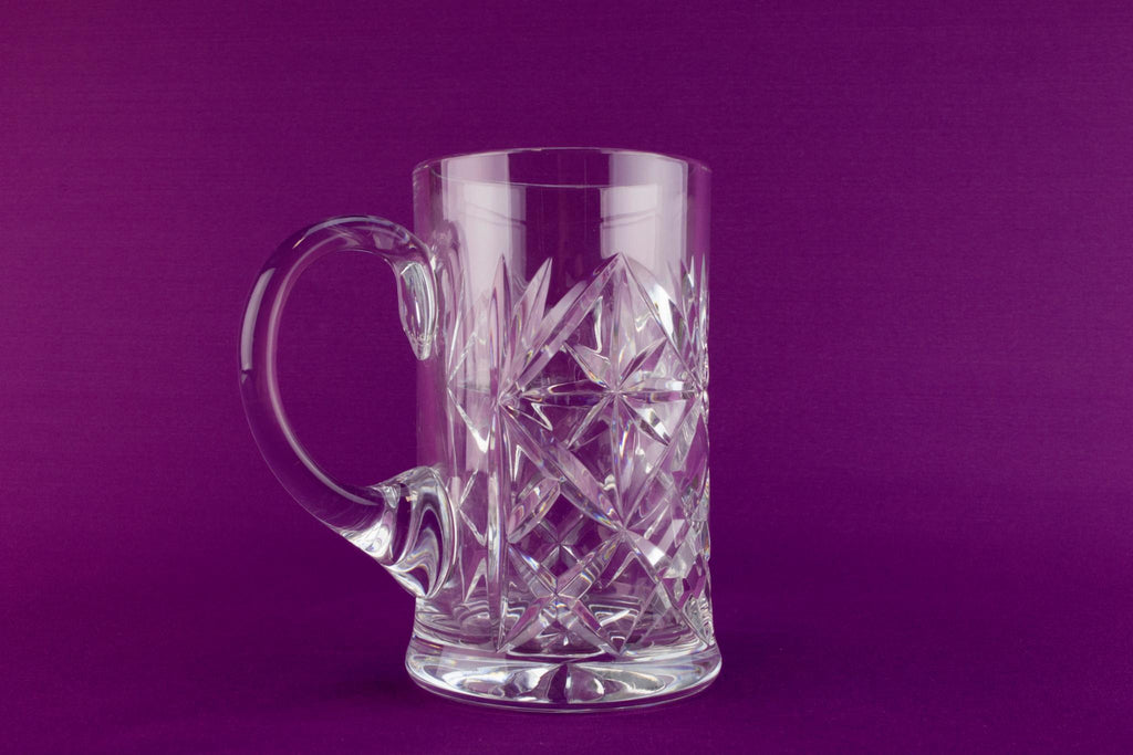 1 pint cut crystal glass beer tankard