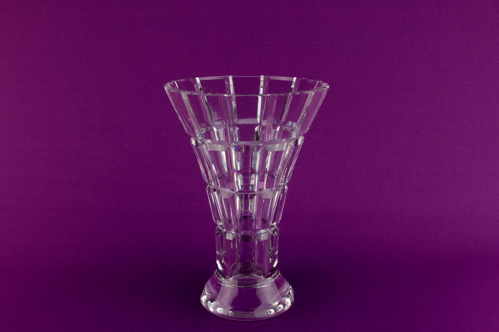 Cur crystal trumpet vase, English