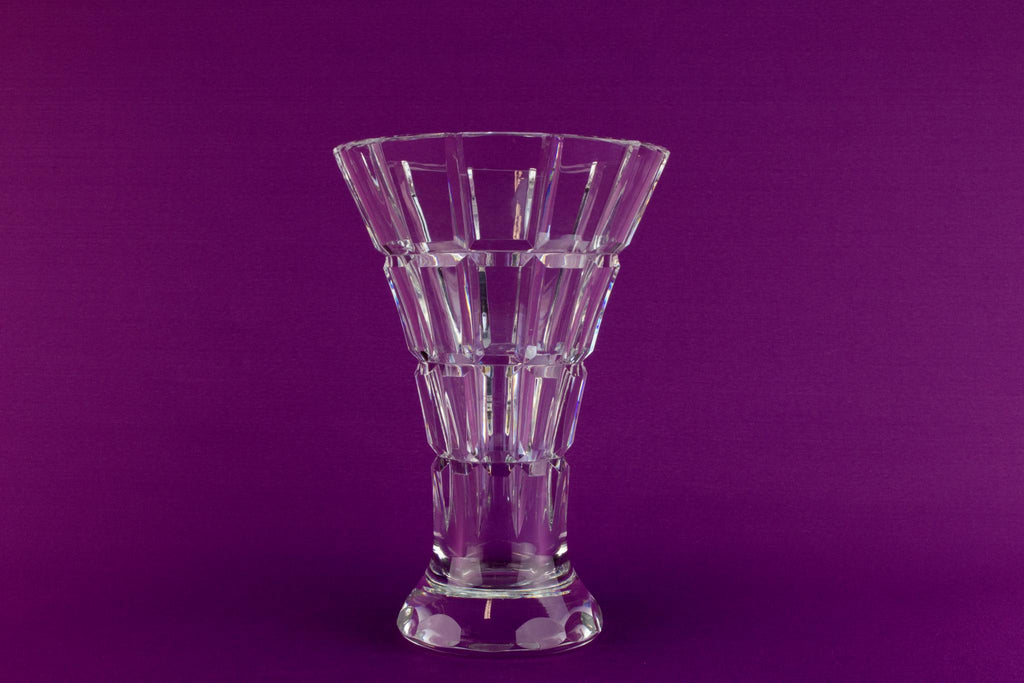 Cur crystal trumpet vase, English