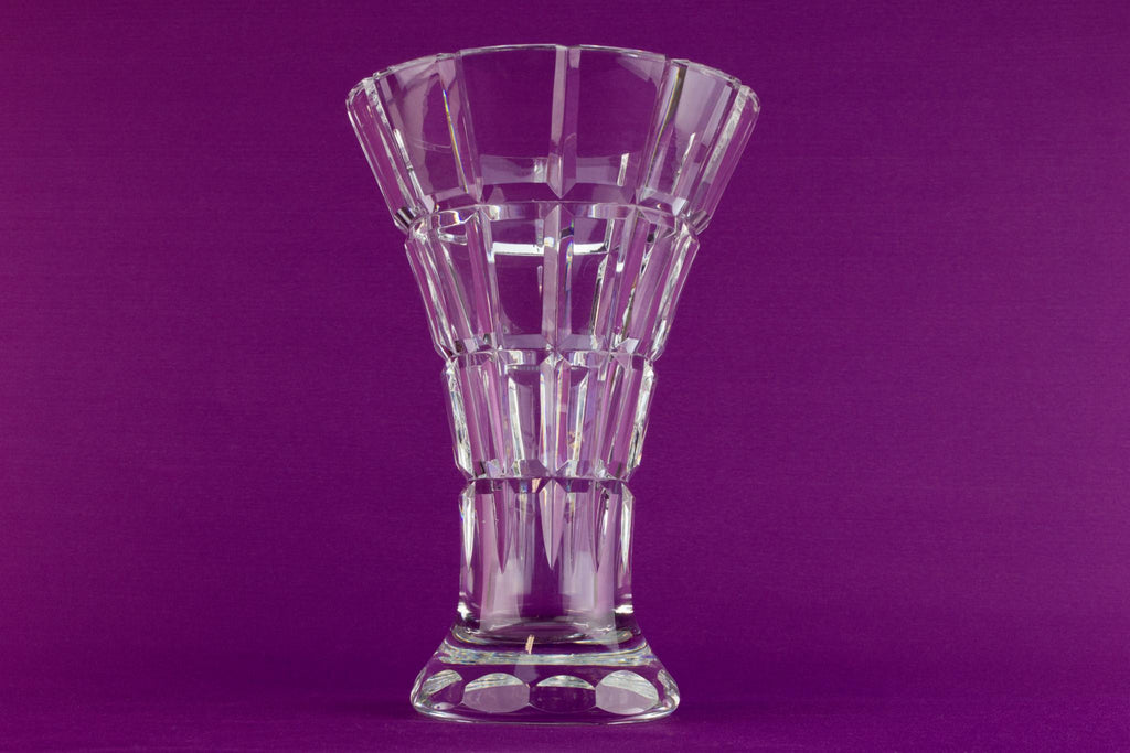 Cur crystal trumpet vase, English