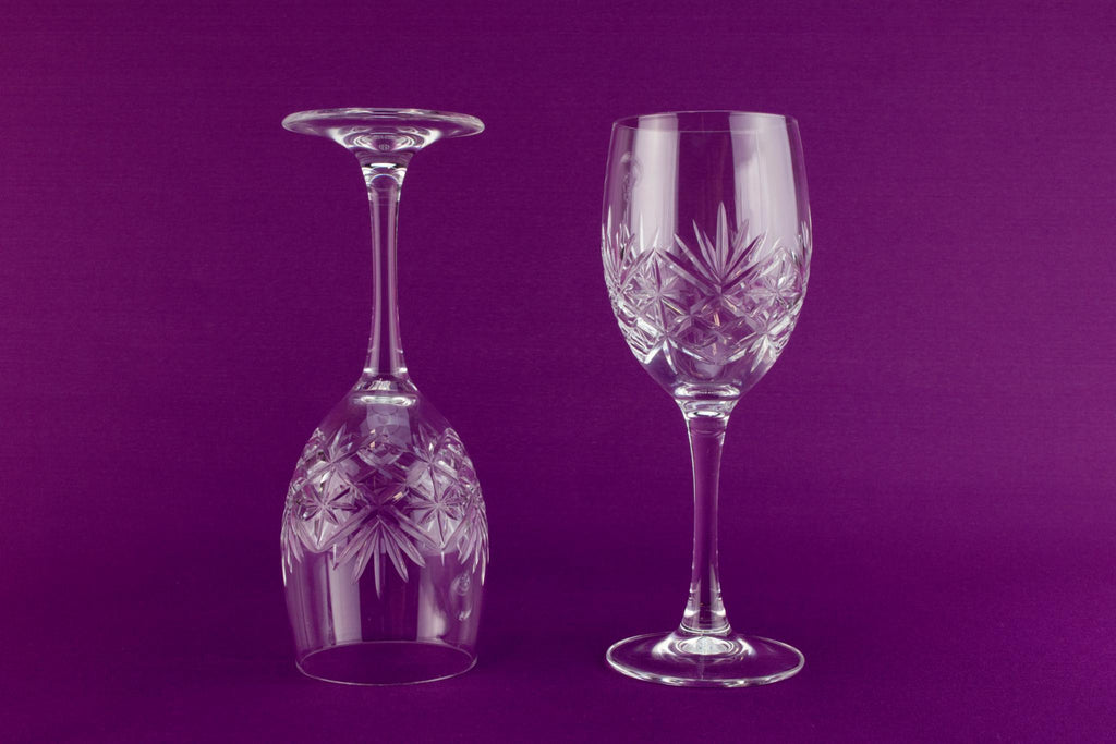 2 medium wine stem glasses