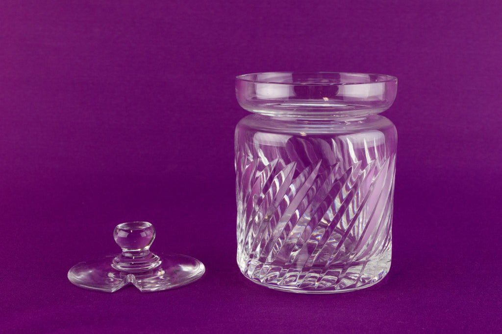 Cut glass condiment pot and lid, English