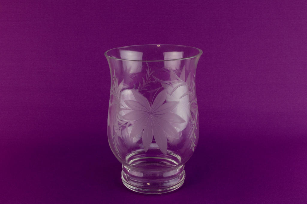 Medium floral decor glass vase 1970s