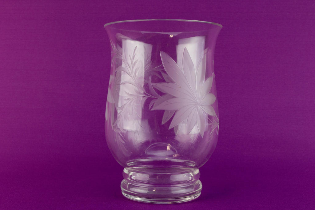 Medium floral decor glass vase 1970s