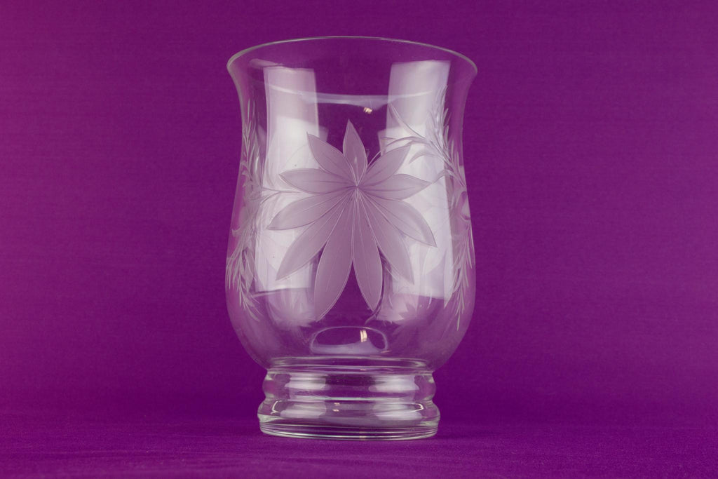 Medium floral decor glass vase 1970s