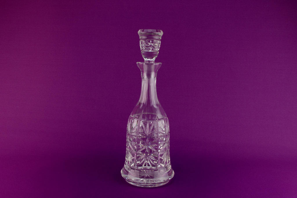 Tall mallet shaped cut glass decanter