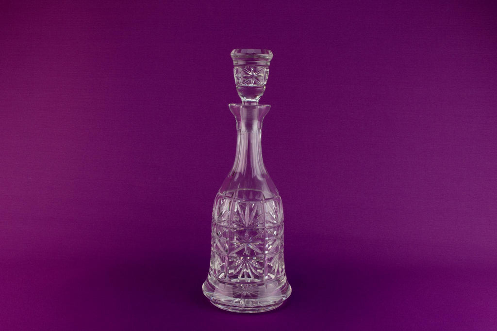 Tall mallet shaped cut glass decanter