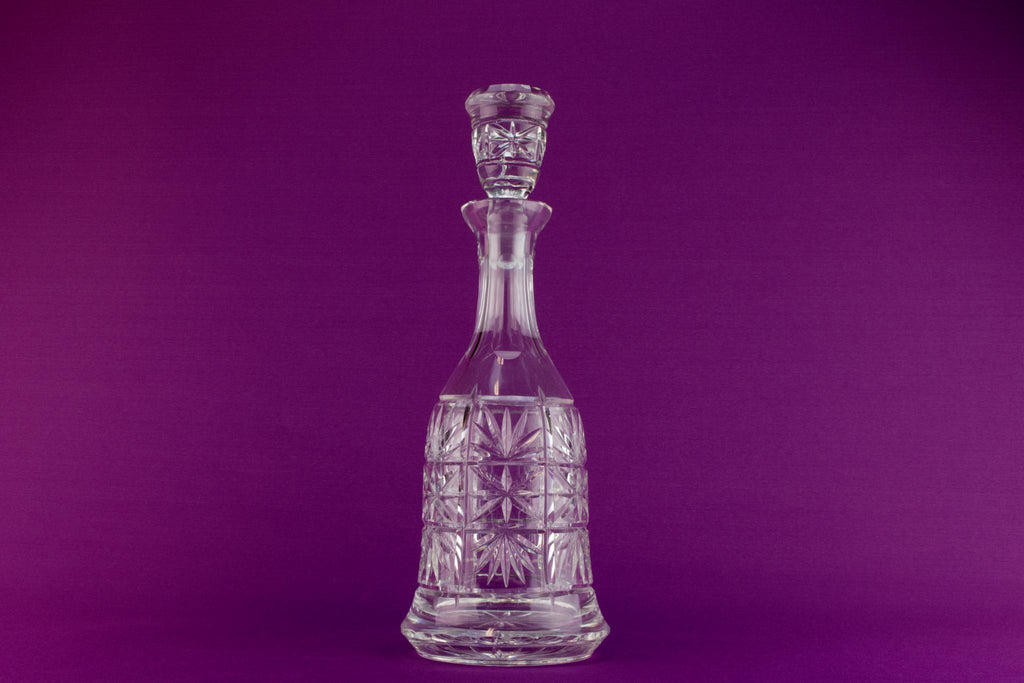 Tall mallet shaped cut glass decanter
