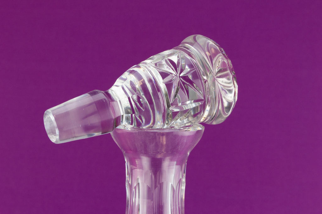 Tall mallet shaped cut glass decanter