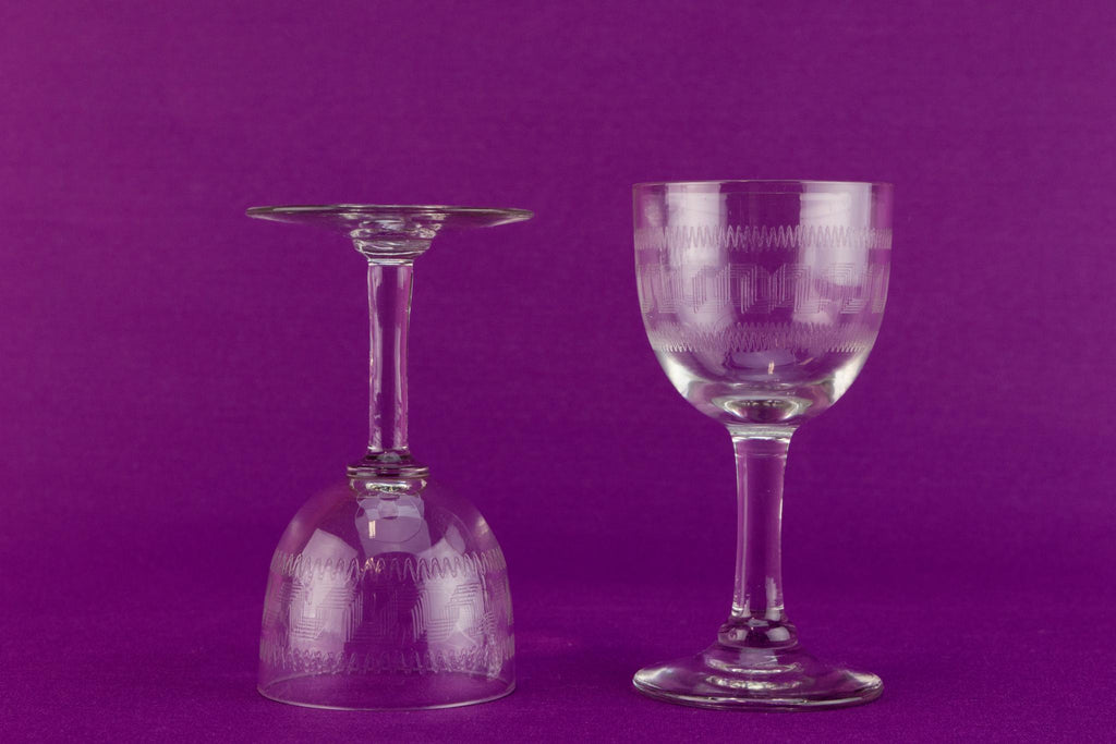 Harlequin set of 6 port glasses, English circa 1910