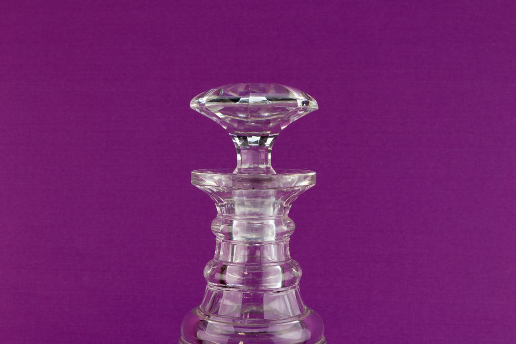 Nelson barrel cut glass decanter, English 1830s