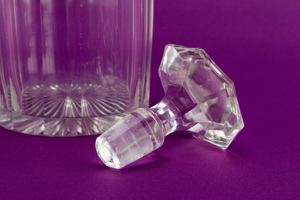 Nelson barrel cut glass decanter, English 1830s