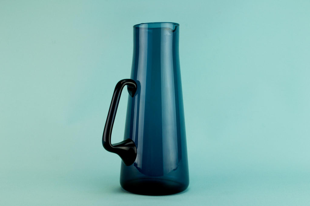 Iittala blue glass jug, Finland 1970s