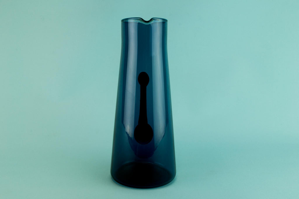 Iittala blue glass jug, Finland 1970s