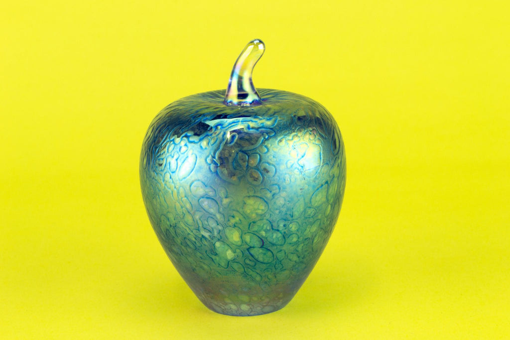 Blue Heron Glass apple paperweight