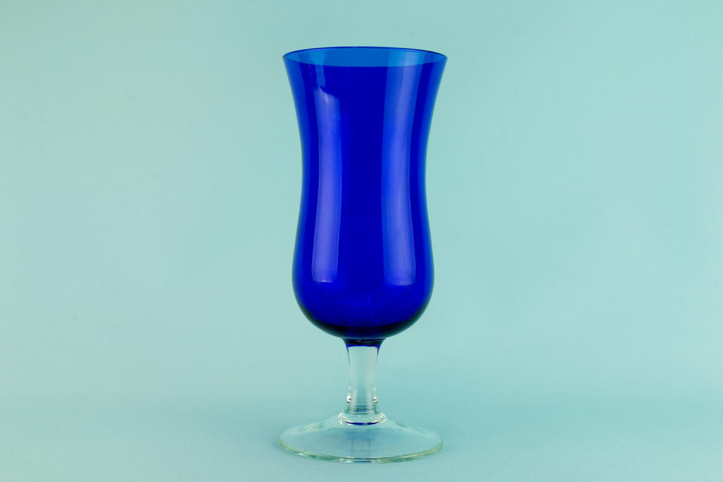 Blue glass hurricane shape vase