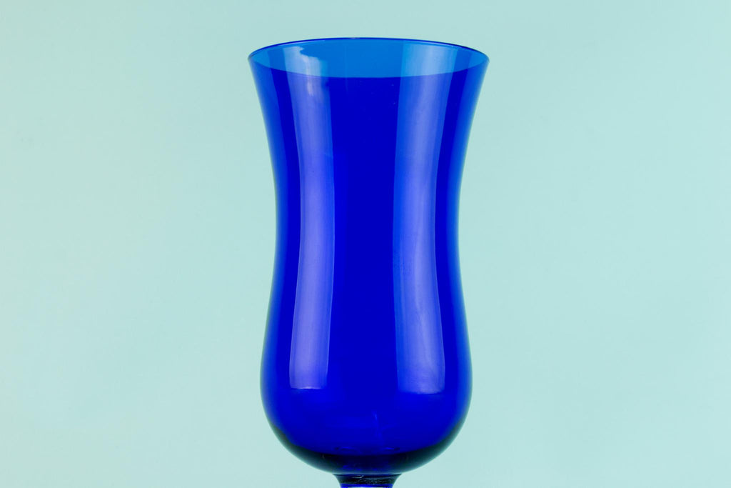 Blue glass hurricane shape vase