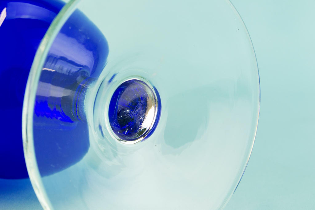 Blue glass hurricane shape vase