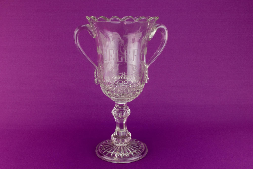 Large glass celery bowl, English late 19th century