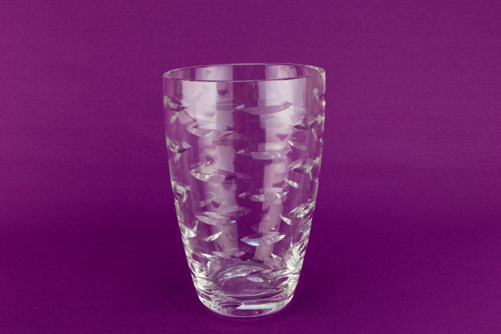 Cut crystal glass flower vase, English 1950s