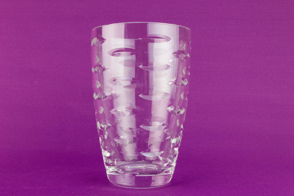 Cut crystal glass flower vase, English 1950s