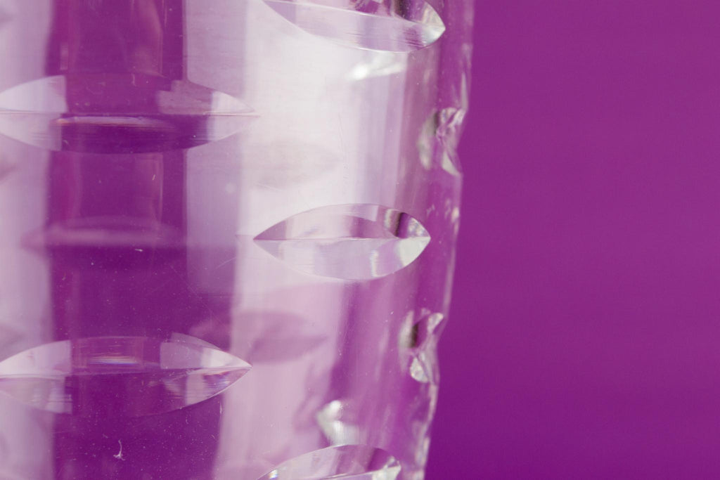Cut crystal glass flower vase, English 1950s