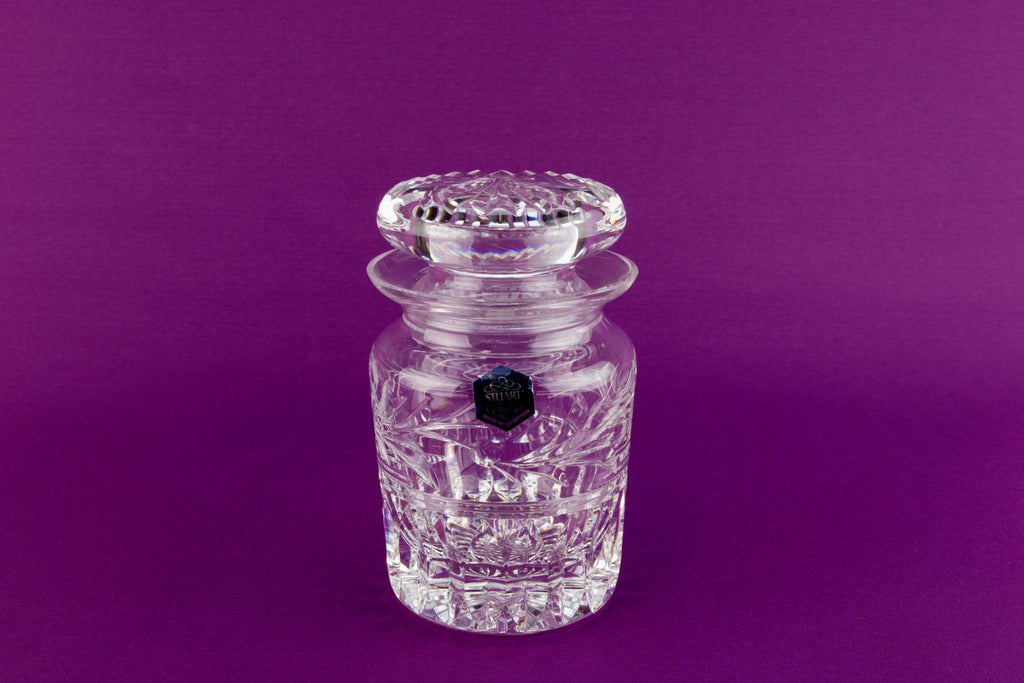 Cut glass condiment jar by Stuart