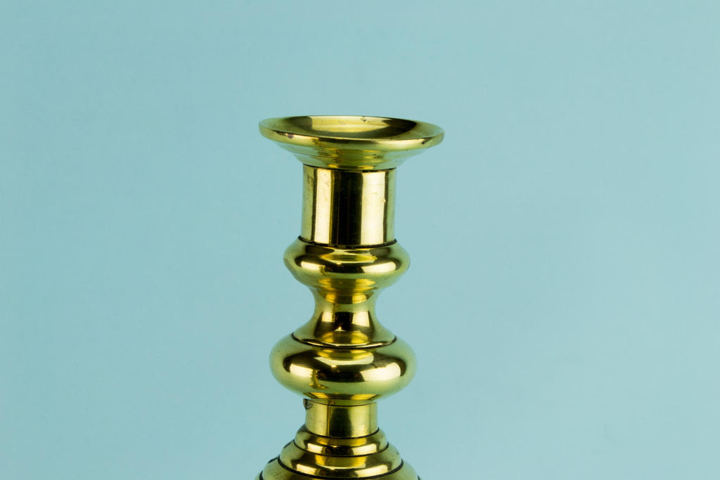 2 Brass Candlesticks, English Early 1800s
