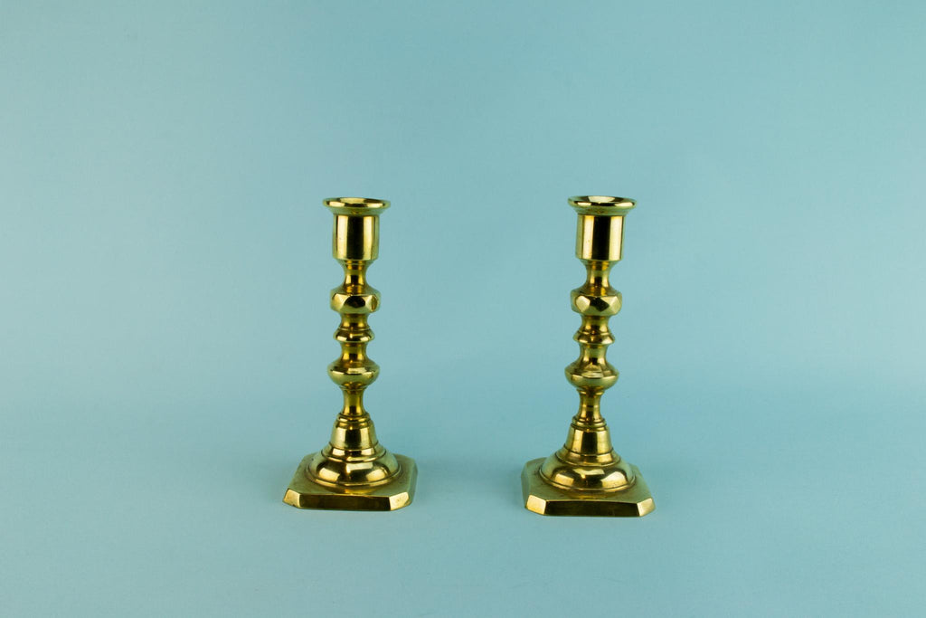 2 Small brass candlesticks, English mid 20th century