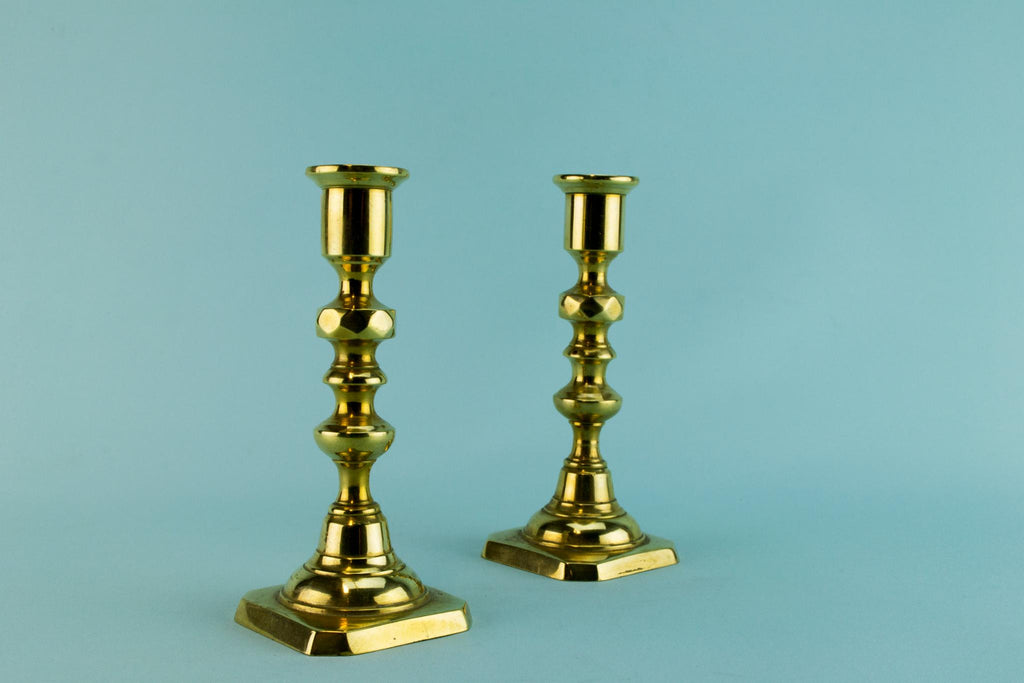 2 Small brass candlesticks, English mid 20th century