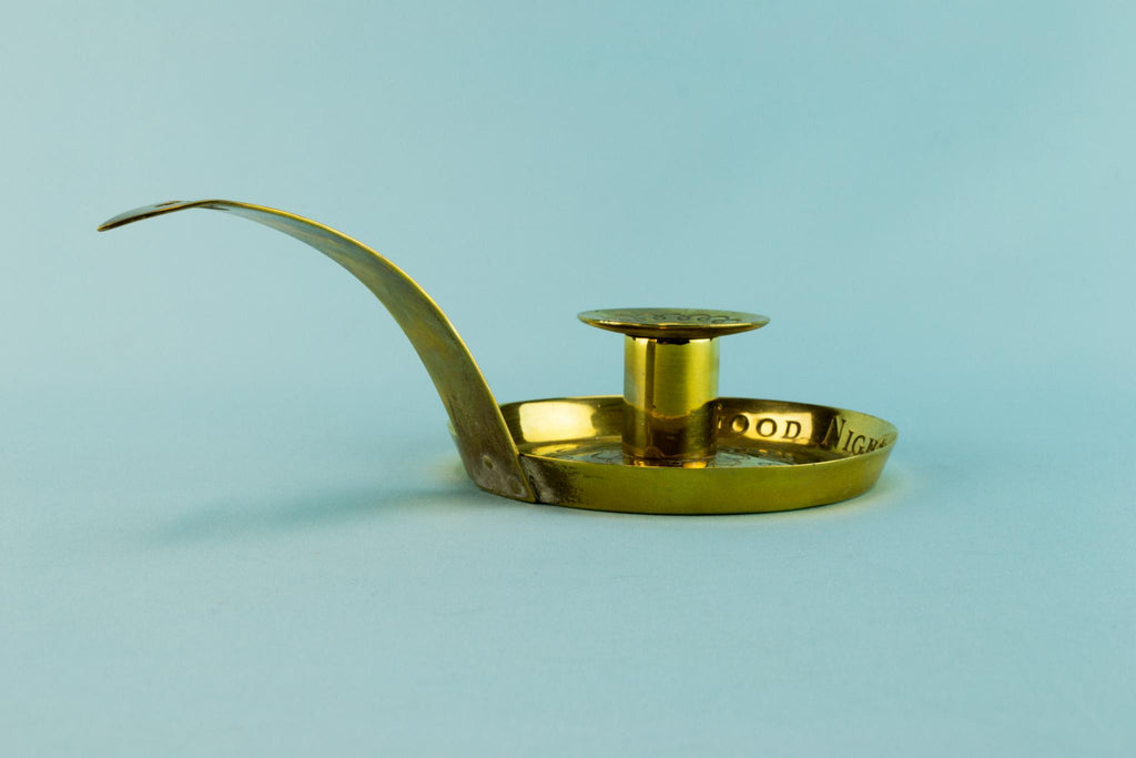 Small brass candlestick with handle, English early 1900s