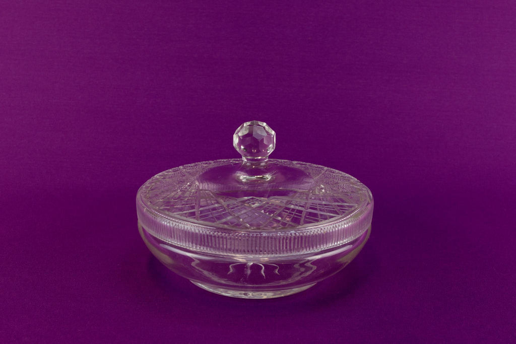 Dressing table cut glass bowl, English 1930s
