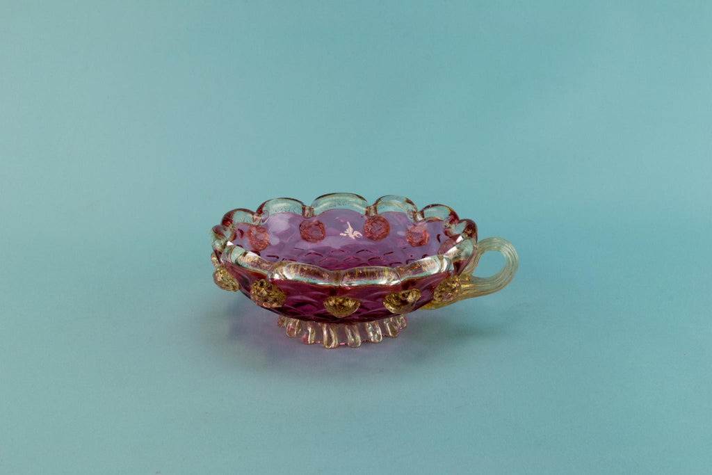 Cranberry red glass small serving bowl, Italian 1950s