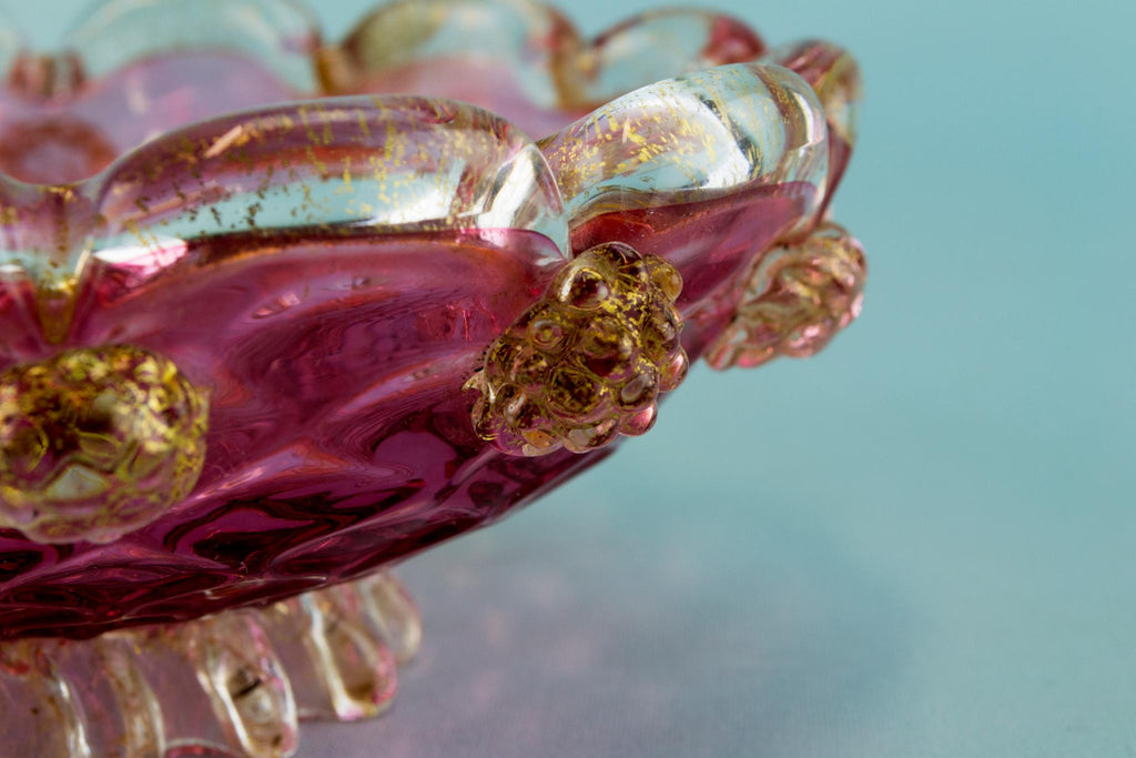 Cranberry red glass small serving bowl, Italian 1950s