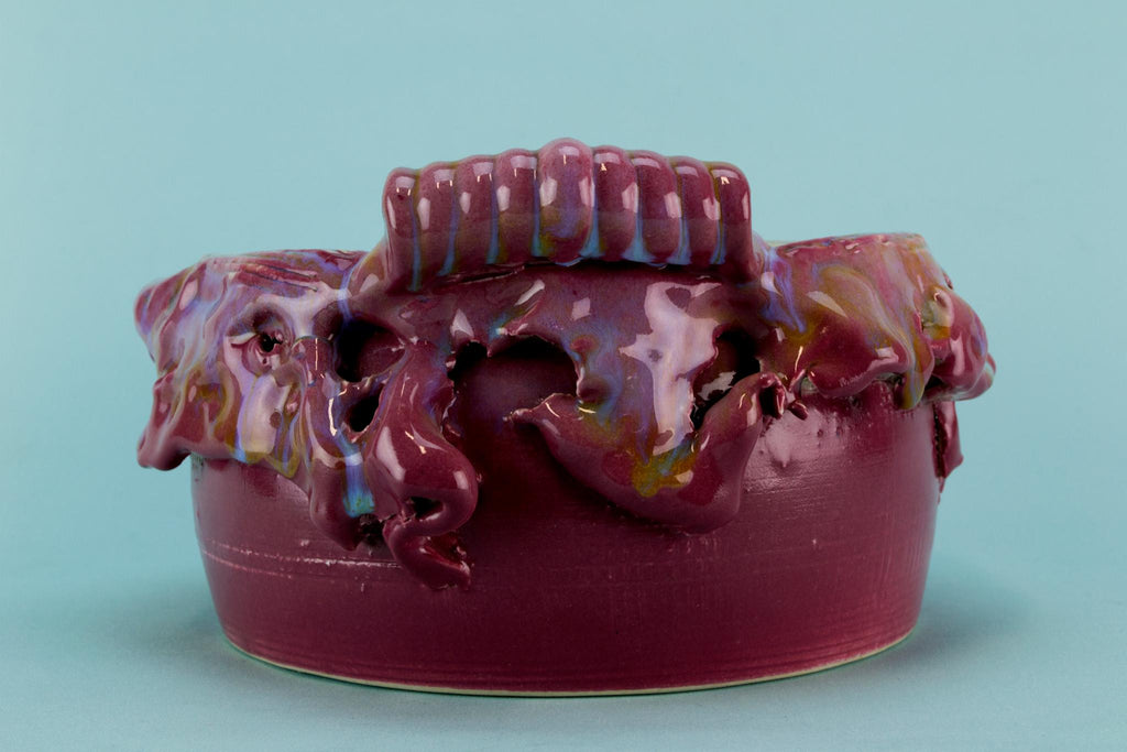 Dark pink porcelain planter