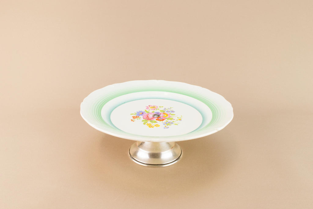 Green cake stand, English 1950s