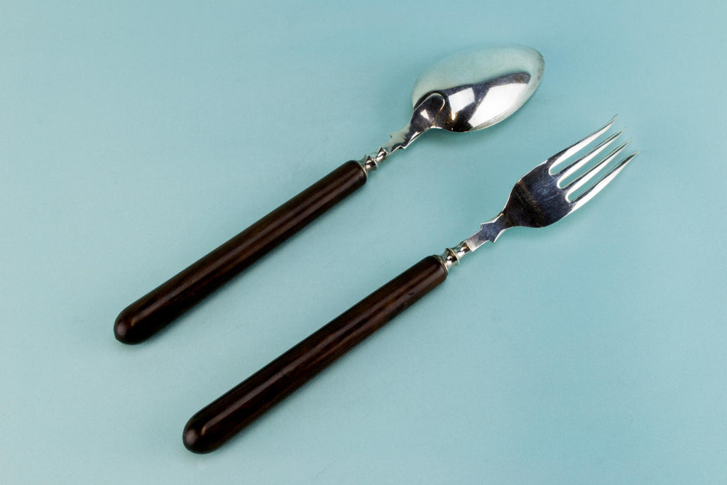 Serving fork and spoon set, English 1930s